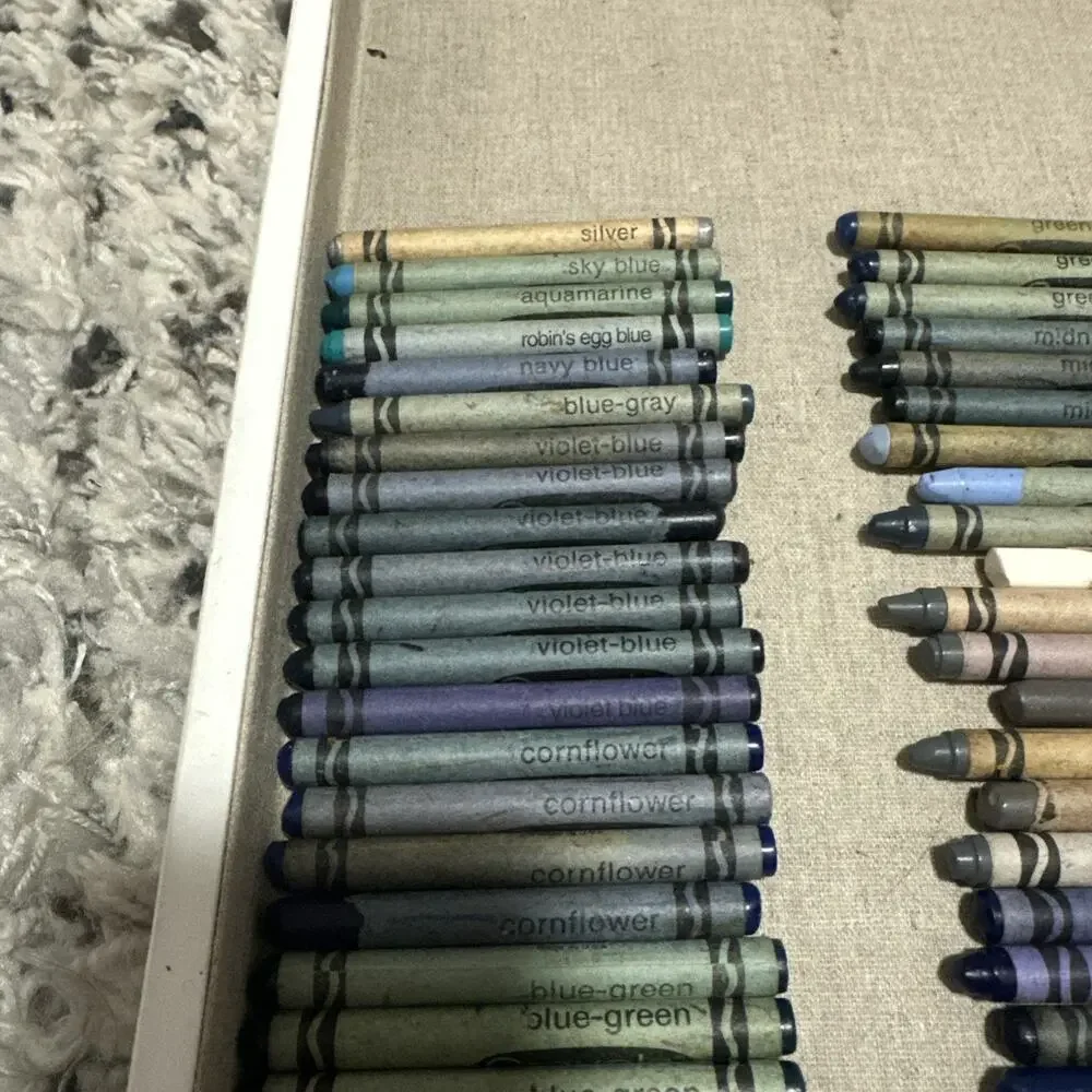 Vintage Binney Smith Crayola Crayons Lot of 54 In Blue Hues